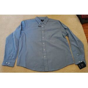 NWT Men's George Light Blue Button Down Work Dress Shirt Classic Fit XL